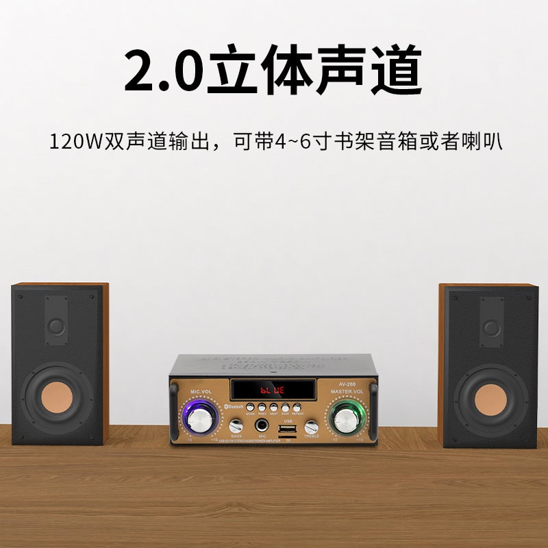 مضخم صوت بلوتوث AV-288Bt مكبر صوت صغير منزلي مضخم صوت منزلي للصوت والفيديو بمقاومة ثابتة - Image 3